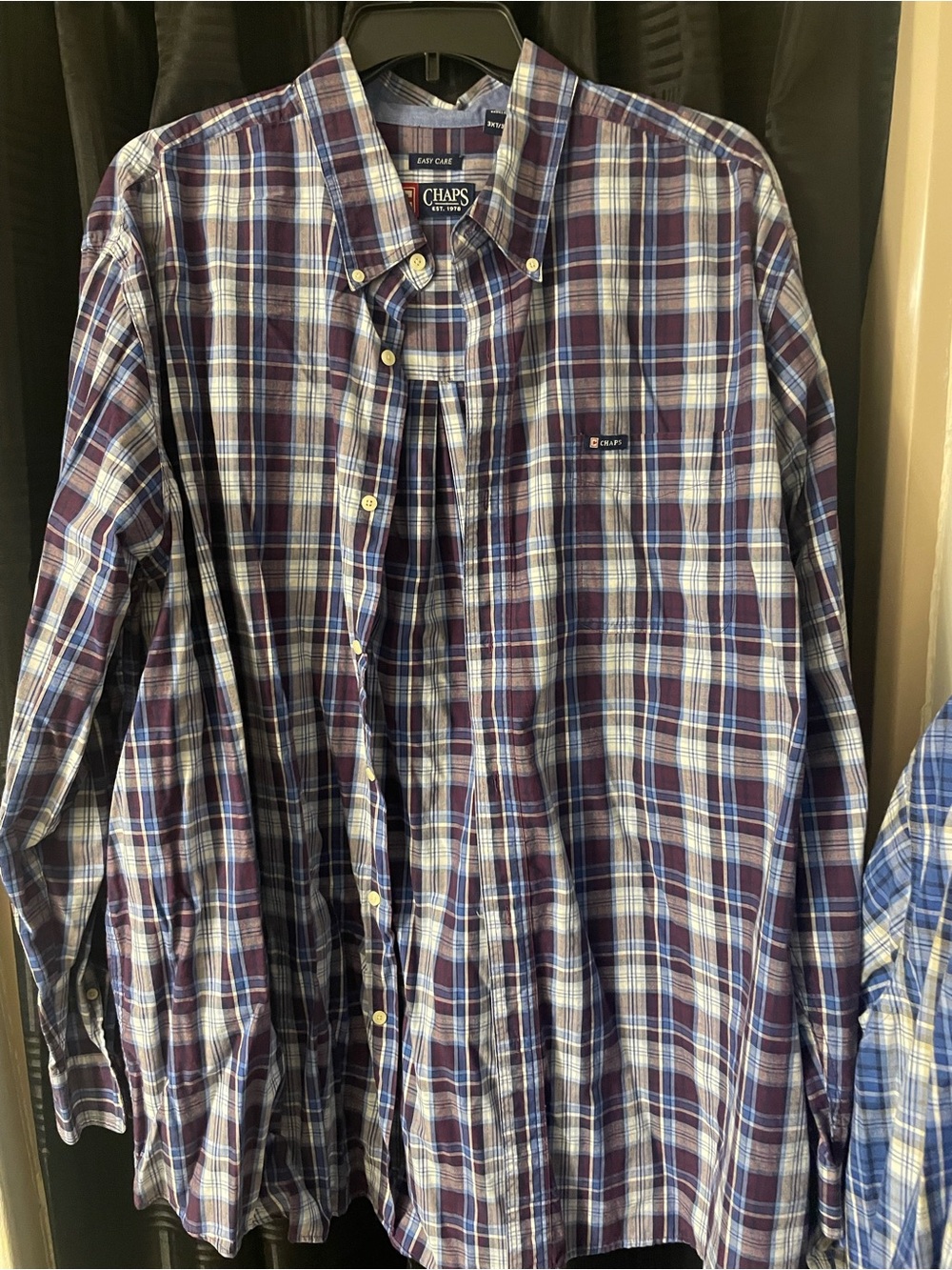 Chaps Men’s Button-Down Plaid Shirt - Blue & Purple